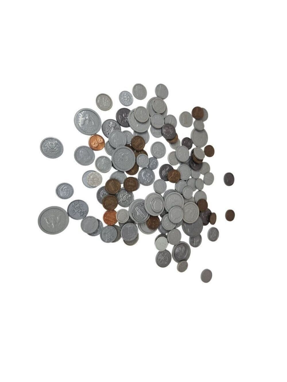 Assorted Play Money Coins Lot - Plastic & Metal Look Alike